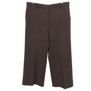 THE ROW Brown 100% Wool Pants Thick Fabric Wide Leg Ankle Crop Size 12